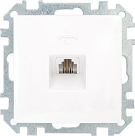 Розетка телефонная BYLECTRICA Стиль белая (ТР4-037) купить в Мастак Розетка телефонная BYLECTRICA Стиль белая (ТР4-037) купить в сети строительных магазинов Мастак