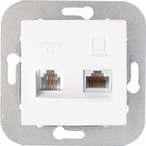 Розетка компьютерная и телефонная BYLECTRICA Уют белая (ТРК-002) купить в Мастак Розетка компьютерная и телефонная BYLECTRICA Уют белая (ТРК-002) купить в сети строительных магазинов Мастак