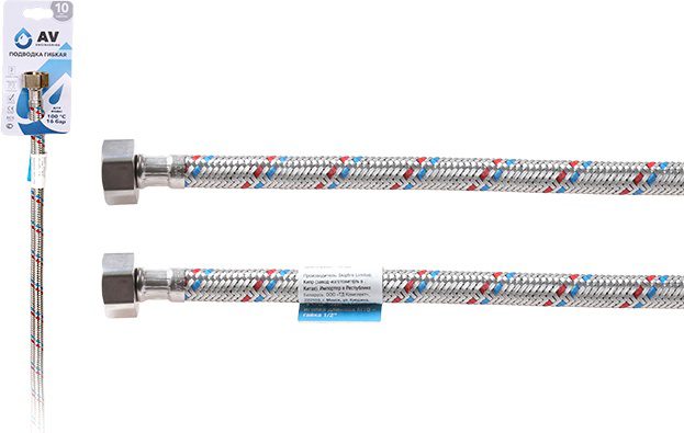Гибкая подводка для воды гайка 1/2" - гайка 1/2" 40 см AV ENGINEERING (AVE20040) купить в Мастак Гибкая подводка для воды гайка 1/2" - гайка 1/2" 40 см AV ENGINEERING (AVE20040) купить в сети строительных магазинов Мастак