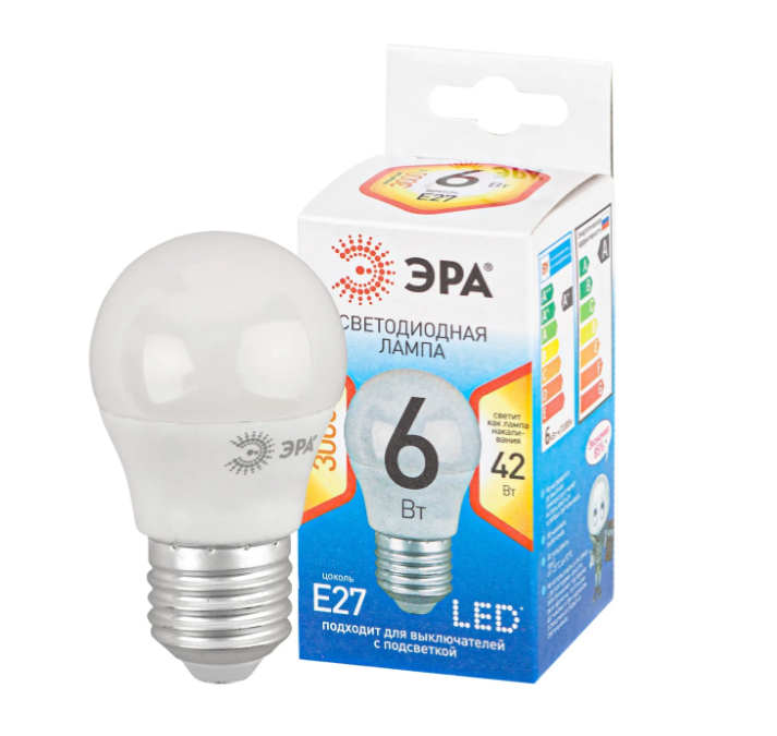 2023-12-11 14_17_04-Лампа светодиодная ЭРА LED P45-7W-827-E27 QX (диод, шар, 6Вт, теплый свет, E27)