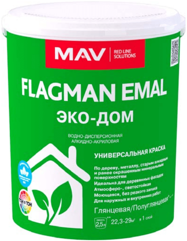 Краска акриловая FLAGMAN Emal Эко-дом база TR полуглянцевая 1 л купить в Мастак Краска акриловая FLAGMAN Emal Эко-дом база TR полуглянцевая 1 л купить в сети строительных магазинов Мастак