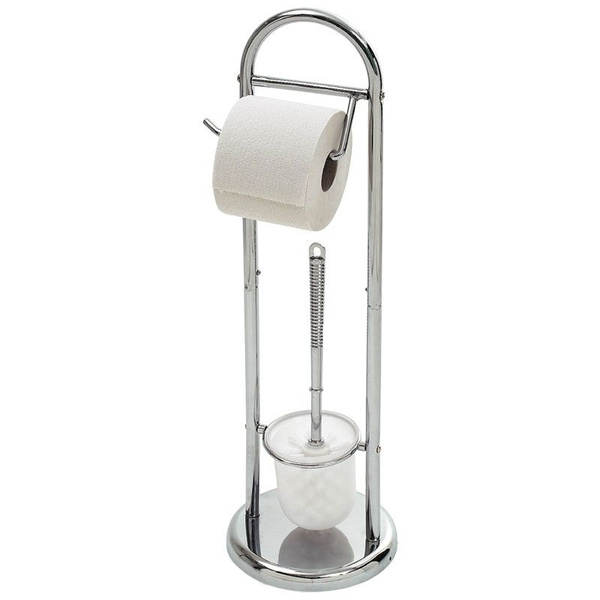 Держатель для туалетной бумаги напольный с ершом сантехническим из стали Арт.B0813-16