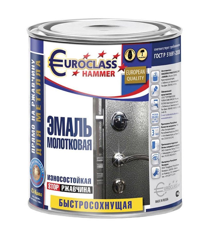 Эмаль декоративная "EUROCLASS" с молотковым эффектом медь 0,8 кг