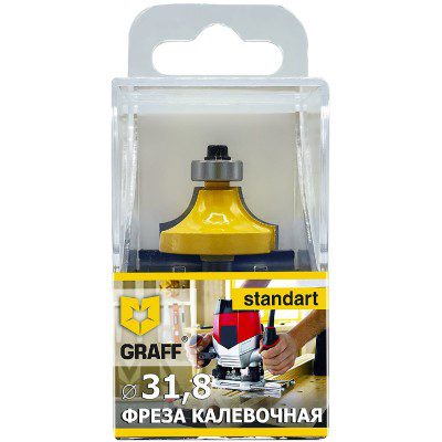 Фреза кромочная калевочная по дереву 31,8х9,5x8 мм в пластиковой коробке GRAFF