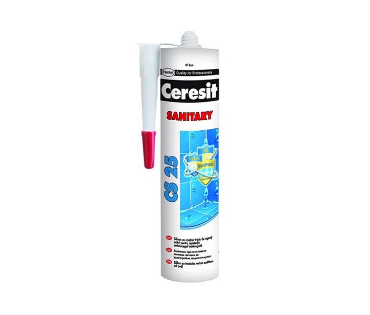 Герметик силиконовый CERESIT CS 25 санитарный 67 киви 280 мл (1574776)