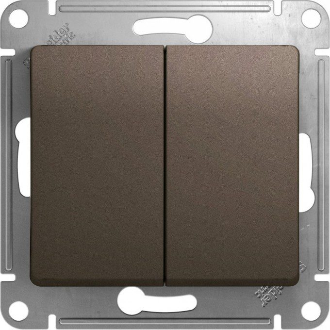 GLOSSA 2-клавишный выключатель, сх.5, 10АХ, механизм, шоколад