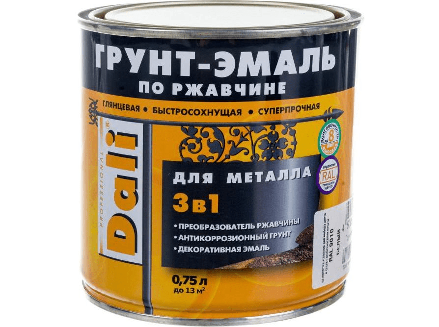 Грунт-эмаль по ржавчине DALI 3 в 1, серый графит (RAL 7024), (0,75л)