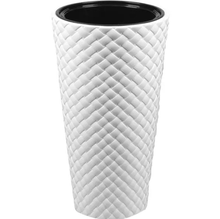 Кашпо РОТАНГ D340мм H630мм 9 42л со вставкой (белый) IDEA