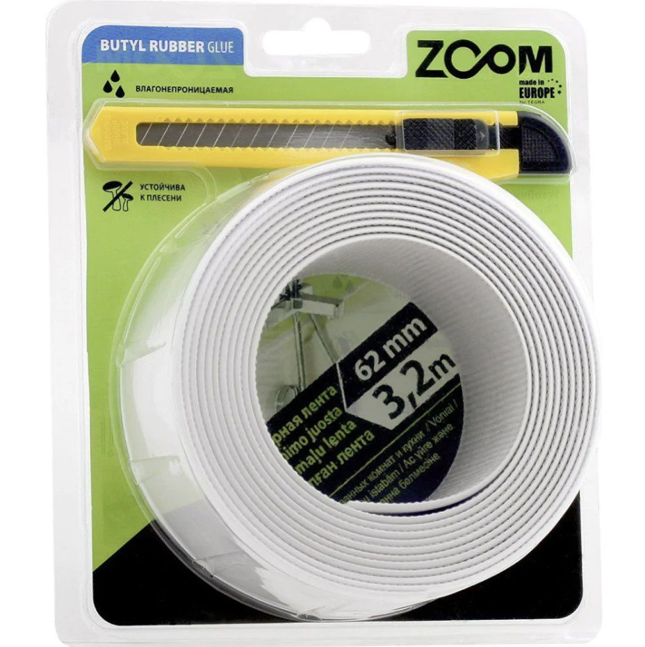 Лента бордюрная 62мм х 3,2м ZOOM, белая