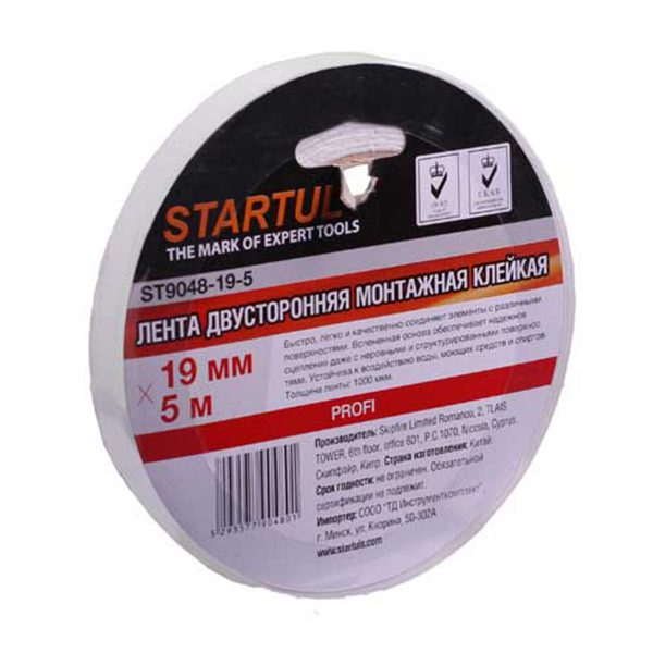 Лента двухсторонняя монтажная клейк. 19ммх5м STARTUL PROFI (ST9048-19-5)