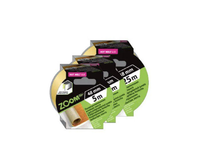 Лента двухсторонняя тканевая клейкая 48ммх25м ZOOM