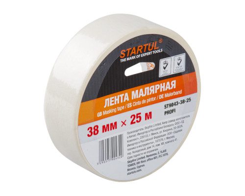 Лента малярная 38ммх25м STARTUL PROFI (ST9043-38-25), белая