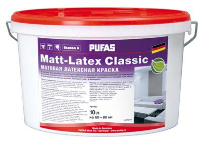 Матовая латексная краска Classic PUFAS, 10л
