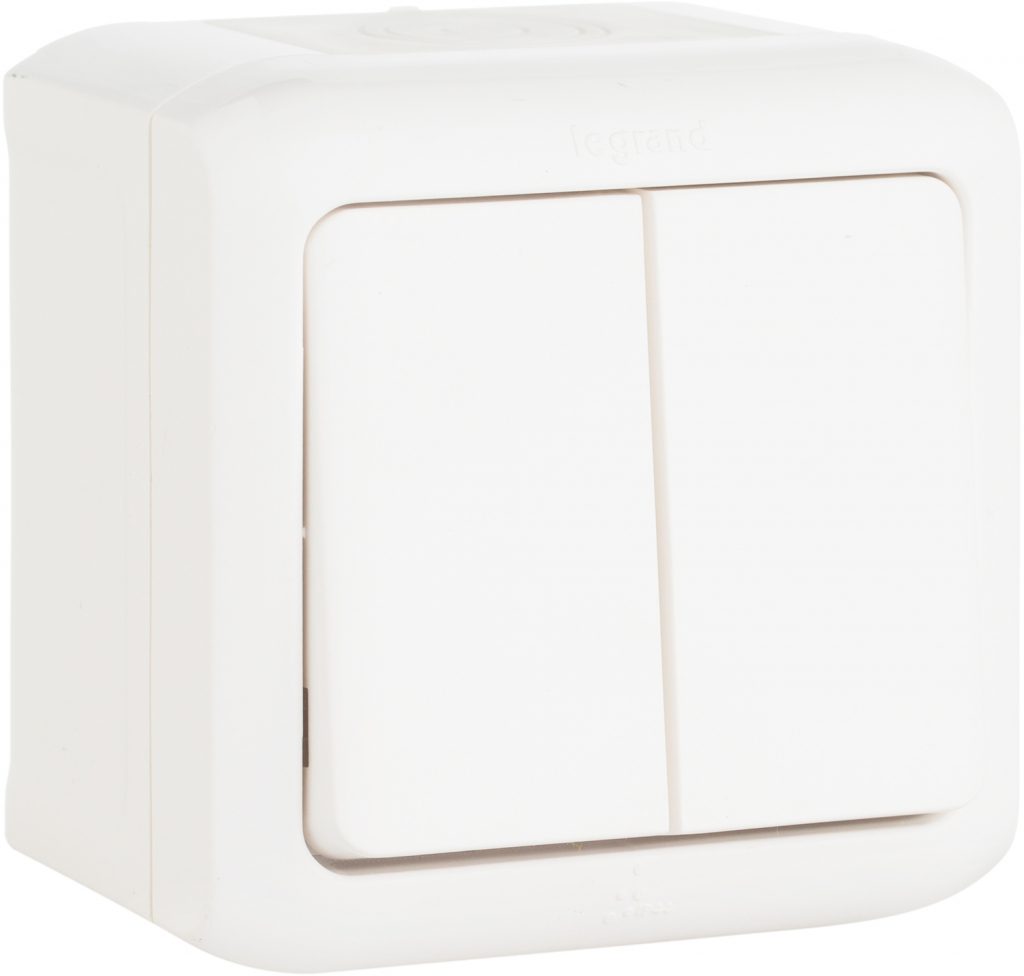 Quteo - Выключатель двухклавишный IP44 (белый)