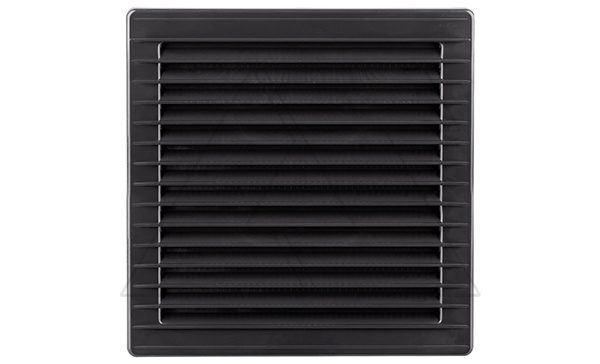 Решетка вентиляционная с сеткой квадратная 172х172мм с круглым выводом Ø100мм, пластик, графит