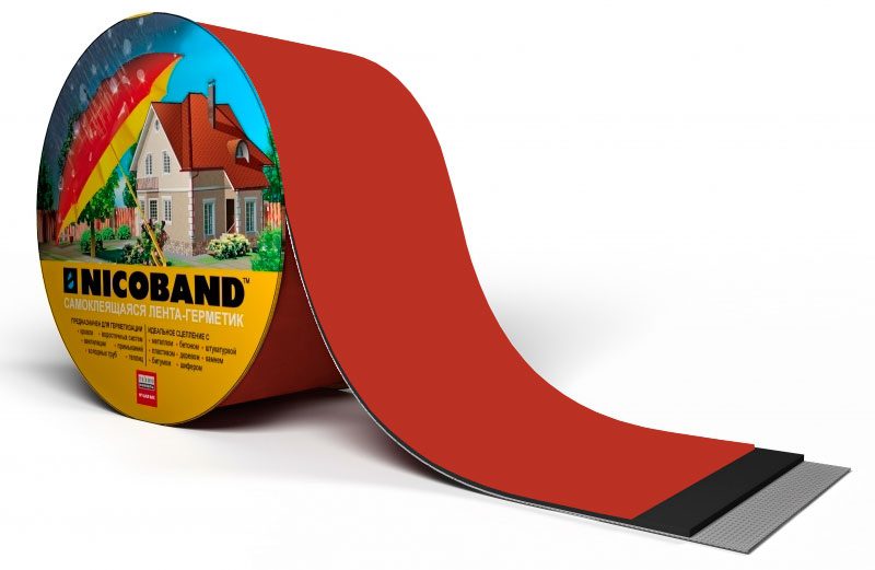 Самоклеящаяся герметизирующая лента NICOBAND красный, 10смх3м