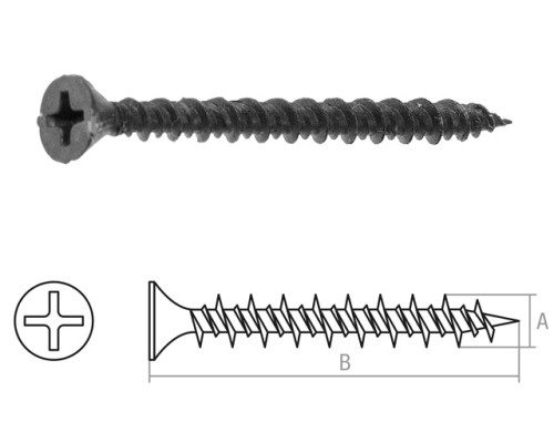 Саморез 3.9х25 мм для монтажа ГВЛ к металлу, фосфат (150 шт в пласт. конт.) STARFIX