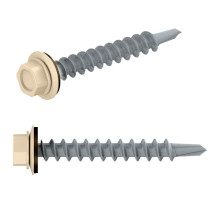 Саморез кровельный 4.8х19 мм цинк, шайба с прокл., PT3, RAL 3011 (250 шт в карт. уп.) STARFIX