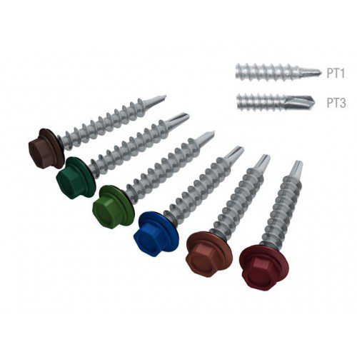 Саморез кровельный 4.8х29 мм цинк, шайба с прокл., PT1, RAL 1014 (80 шт в пласт. конт.) STARFIX