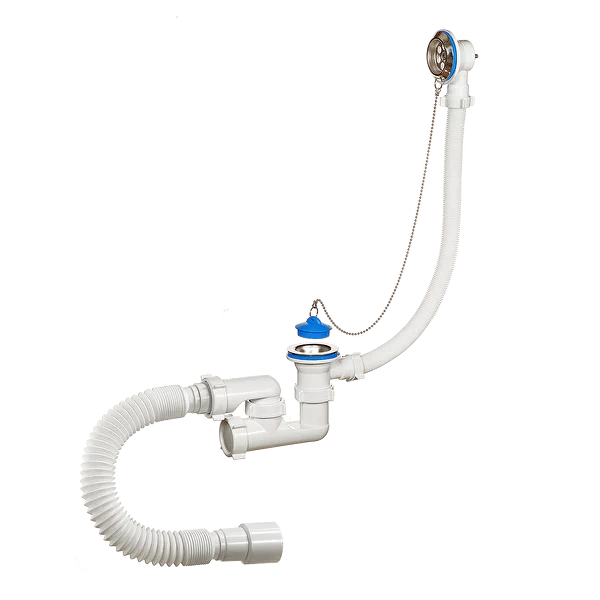 Сифон для ванны 1 1/2"х40 регулируемый с переливом, с гибкой трубой A-80089