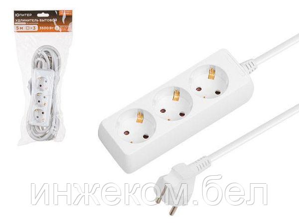 Удлинитель 1,5м (3 роз., 3,5кВт, с/з, ПВС 3х1,5) Юпитер