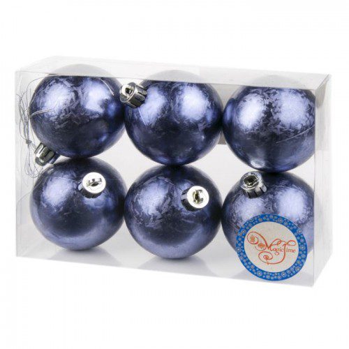 Украшение подвесное " Шар метель синий" арт.78863 (набор из 6 шт.по 6см), полистирол