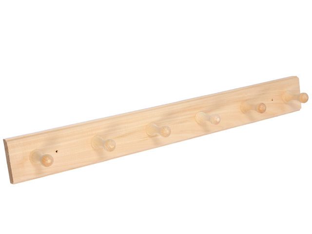 Вешалка 6-ти рожковая, липа, 55х6,5х7 см, "Банные штучки