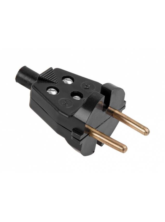 Вилка (б/з, 6А, 250В) чёрная, Юпитер