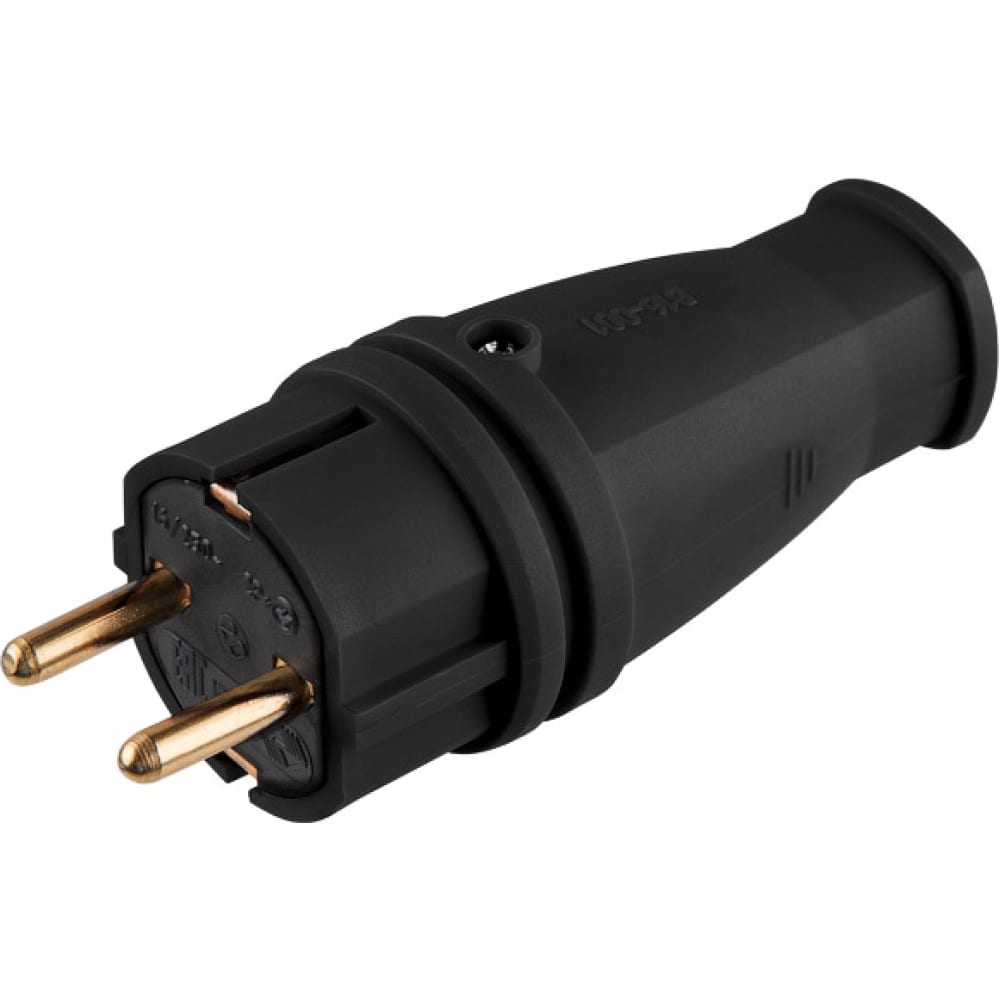 Вилка электрическая прямая с заземлением 16 А 250 В ЮПИТЕР черная (JP7602-01)