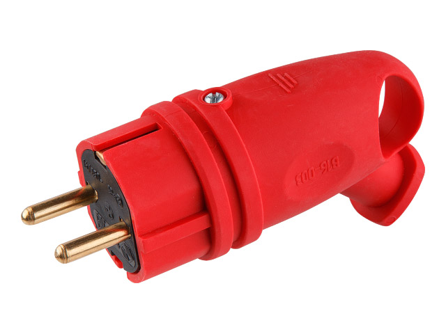 Вилка электрическая угловая с заземлением 16 А 250 В ЮПИТЕР красная (JP7602-06)