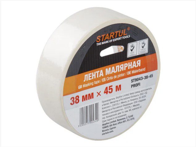 Лента малярная 38ммх45м STARTUL PROFI (ST9043-38-45), белая