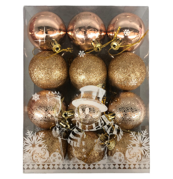 Елочное украшение НОВОГОДНИЙ МИКС набор 12 шт. GOLD23-6145