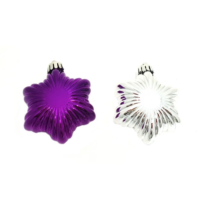 Украшение подвесное Ассорти звезды серебряные и фиолетовые