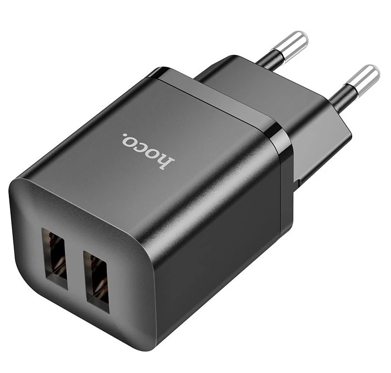 Сетевое зарядное устройство Hoco N25 2USB 5V 2.1A +кабель Type-C цвет черный