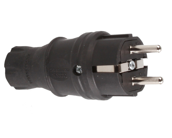 Вилка 2P+E прямая IP44, черный