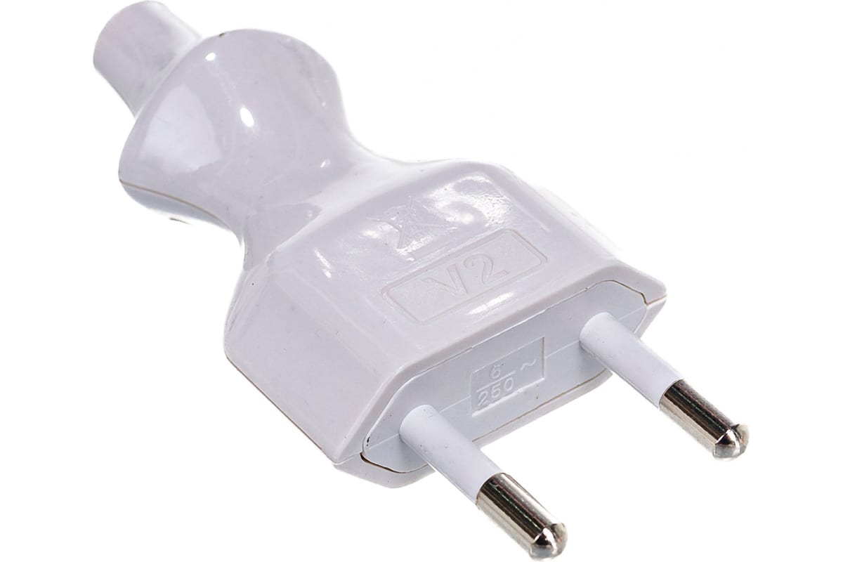 Вилка ЭРА V2 б з 6A прямой ввод белая