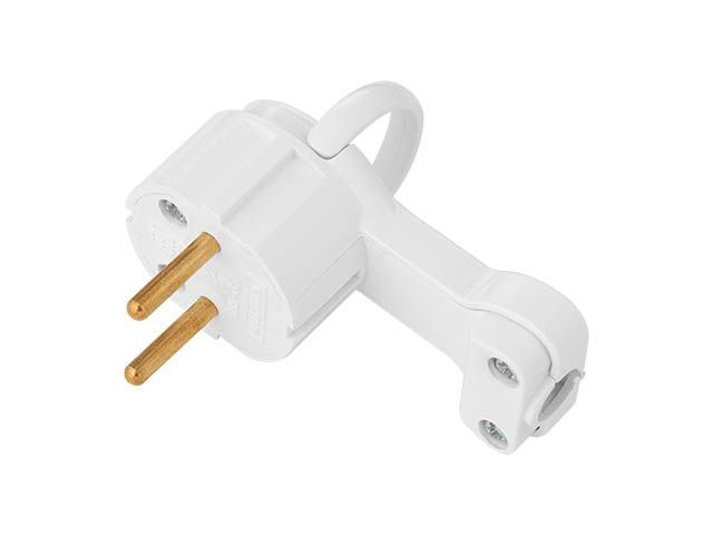 Вилка угловая с откидывающимся ушком белая, Bylectrica