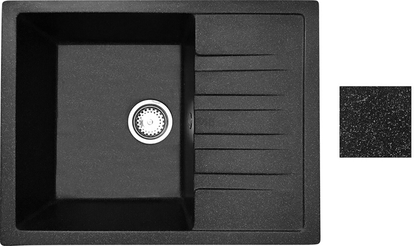 Мойка кухонная из искусственного камня BEST черный 640х500 мм, AV Engineering