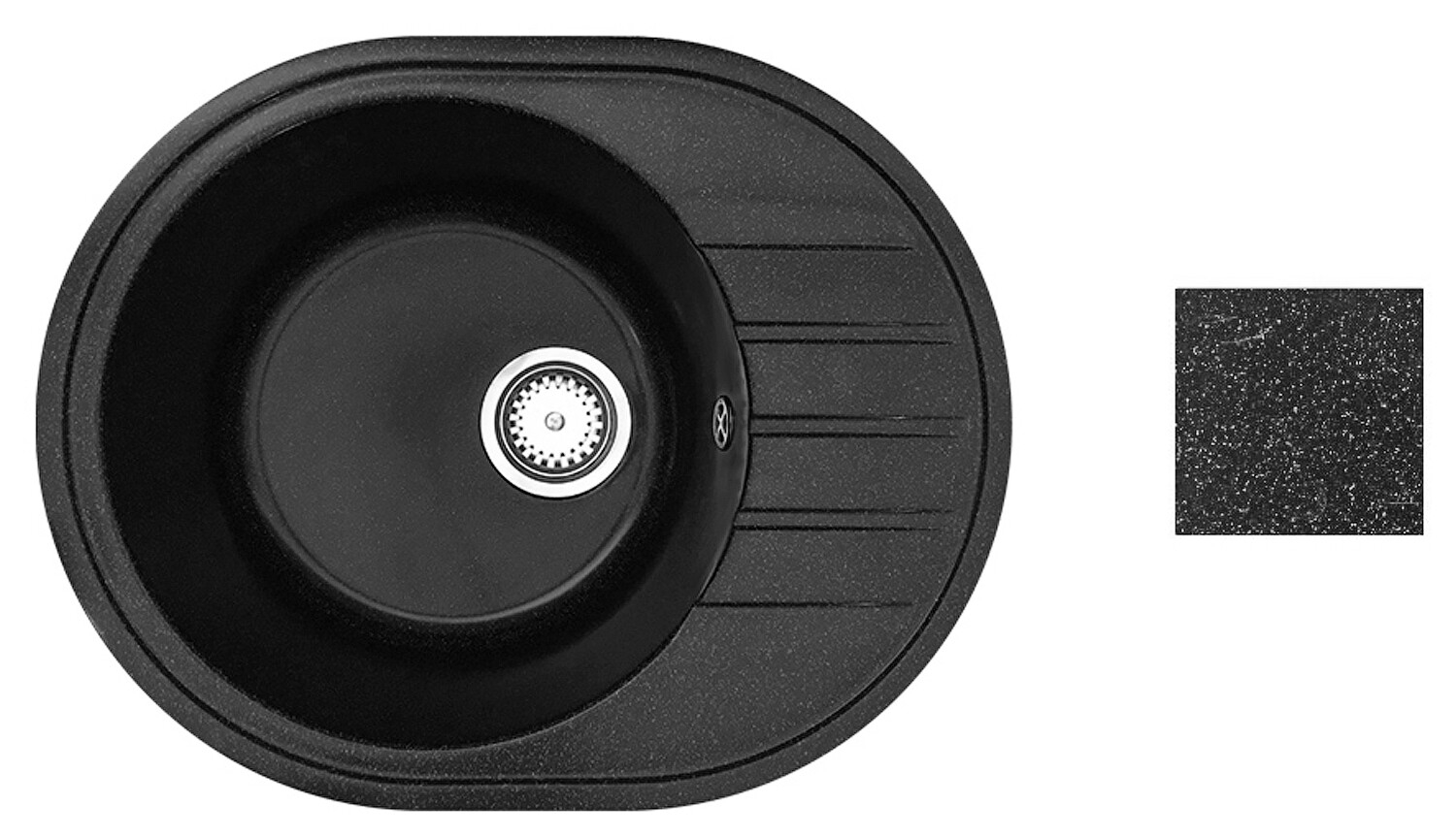 Мойка кухонная из искусственного камня RIO черный, 570х450 мм, AV Engineering