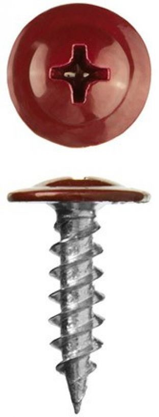 Саморез с прессшайбой, цинк, острый, RAL 3005