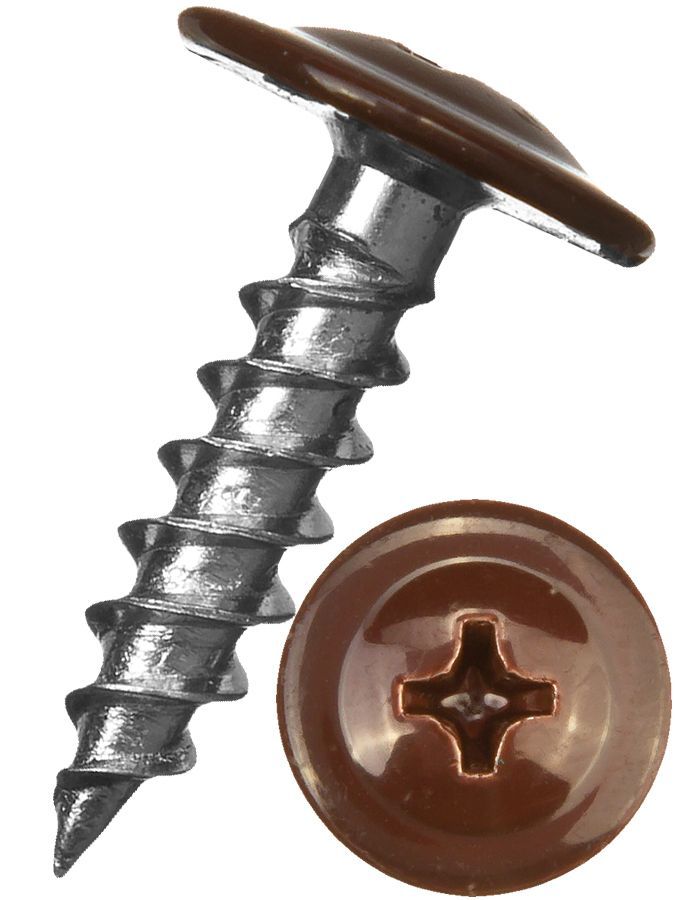 Саморез с прессшайбой, цинк, острый, RAL 8017