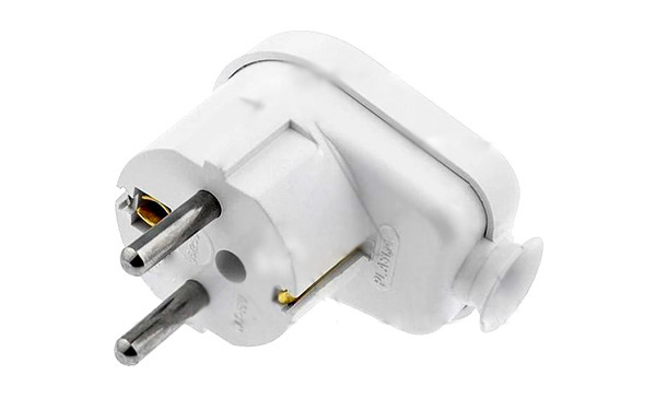 Вилка угловая 2P+E 16A, 250V, белый