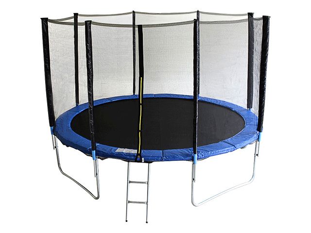 Батут с защитной сеткой и лестницей, 366х85 см