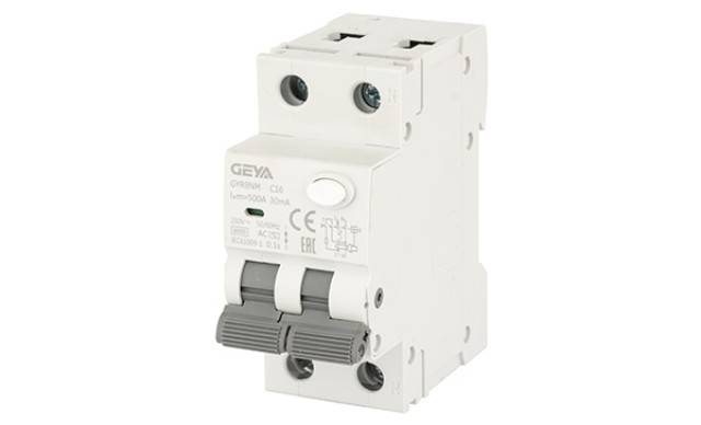 Дифф. авт. выключатель GYR9NM-C16-30mA, 1P+N, 16A, хар-ка C, 6 kA, 30mA, тип AC, 2M