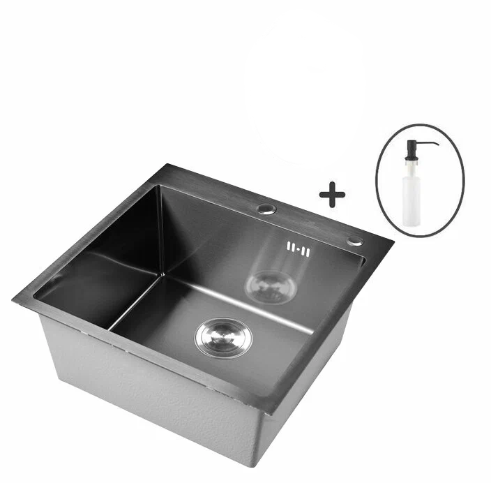 W35050 Мойка кухонная WISENT с сифоном W02 (110 мм, Китай) , дозатором WW405A, САТИН, нерж.сталь, кор 52х52