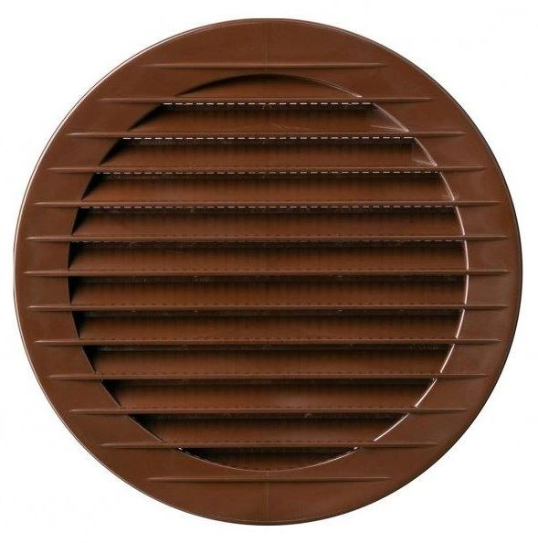 Решетка вентиляционная с сеткой круглая для отверстия Ø150мм, внешний Ø178мм, пластик, коричневый
